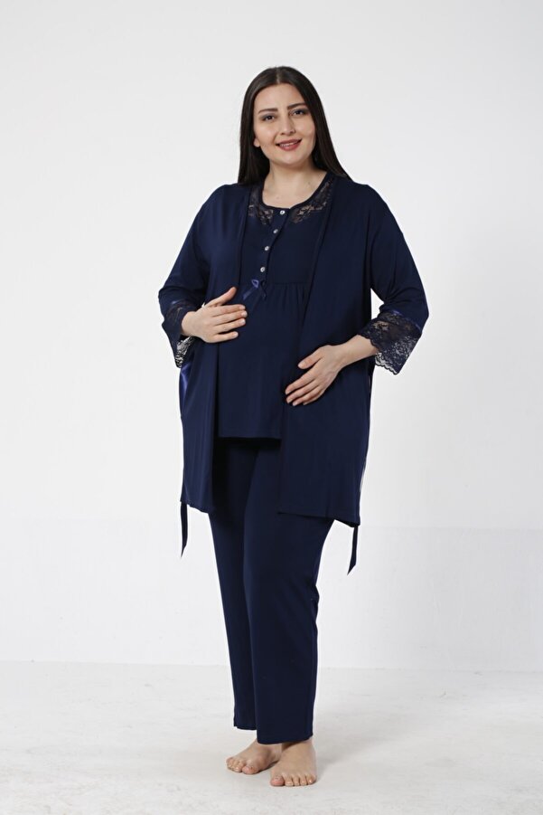 Miss Dünya Lissa Büyük Beden Emzirmeye Uygun Lohusa ve Pijama Takımı