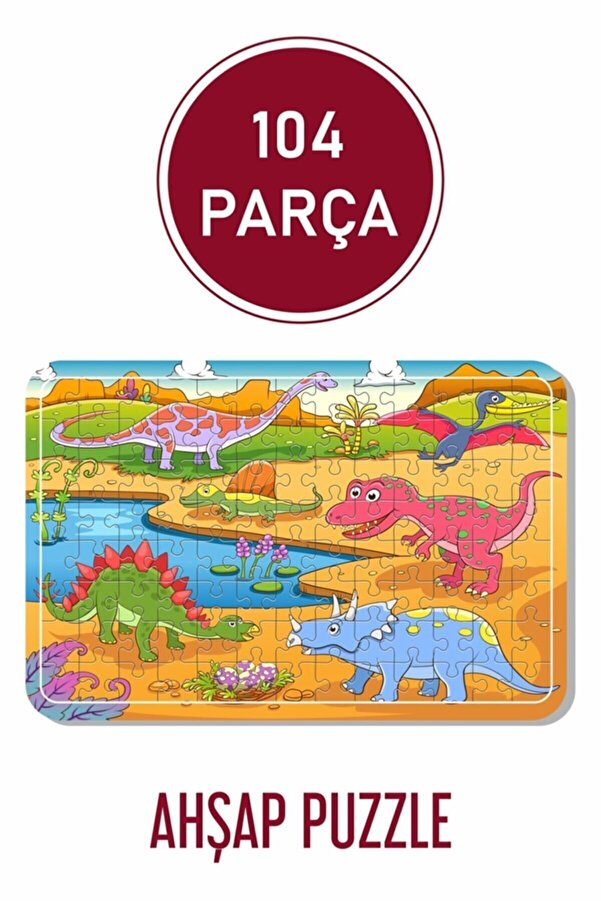 LİPYOS Sevimli Dinazorlar A3 104 Parça Puzzle, Oyuncak, Yapboz