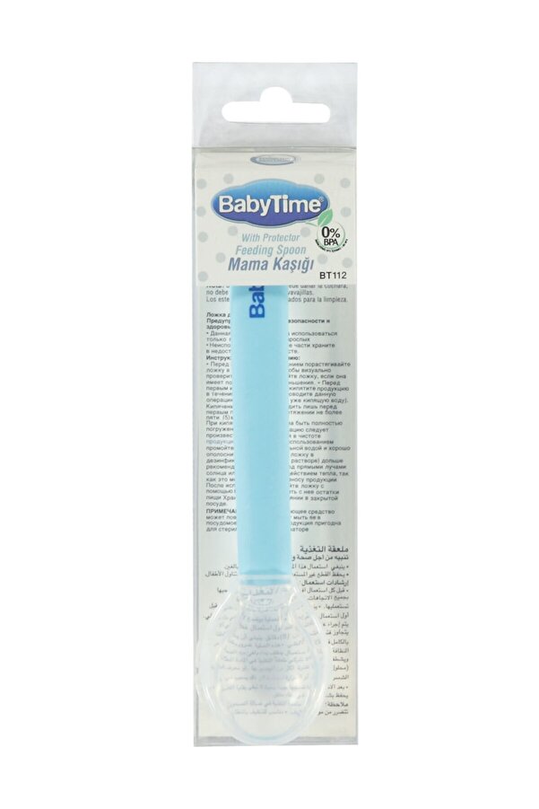 Babytime Baby Time Silikon Mama Kaşığı Koruma Kapaklı Mavi