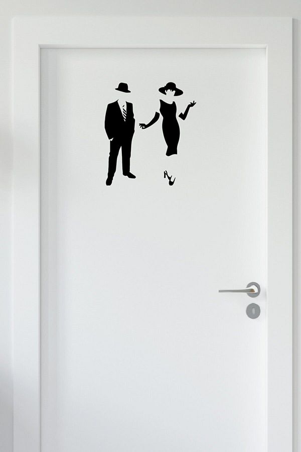 Dijitonline-Wc Door Men Women Sticker - Wall Sticker 25 Cm 1