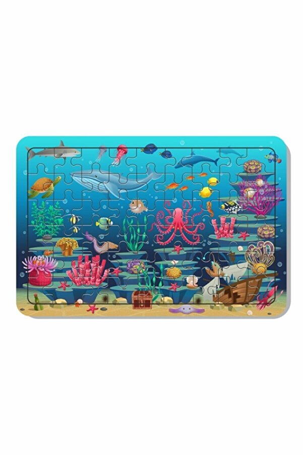 LİPYOS Deniz Canlıları 54 Parça Çocuklar Için Ahşap Puzzle