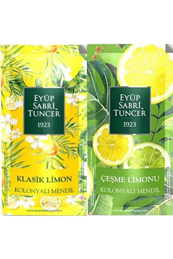 Eyüp Sabri Tuncer Klasik Limon Ve Çeşme Limonu 50 Adet Kolonyalı Mendil (25+25) 2 Li Set