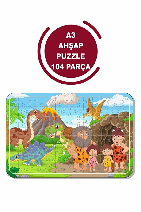 LİPYOS Dinazorlar Ve Taş Devri A3 104 Parça Puzzle, Oyuncak, Yapboz