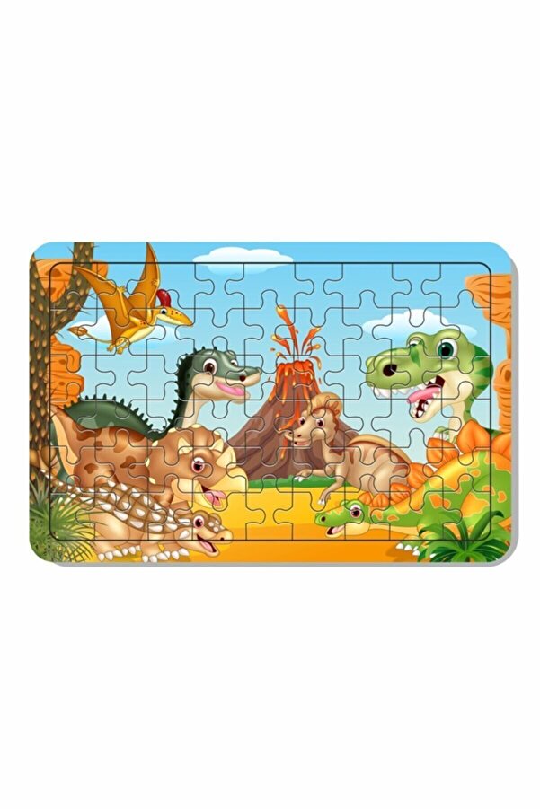 LİPYOS Dinazorlar Ve Yanardağ 54 Parça Çocuklar Için Ahşap Puzzle