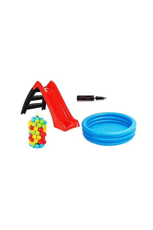 Bestway Havuzlu Kaydıraklı Oyun Seti (kristal Havuz 122cm / 6 cm 100 Lü Oyun Havuz Topu / Pompa / Kaydırak)