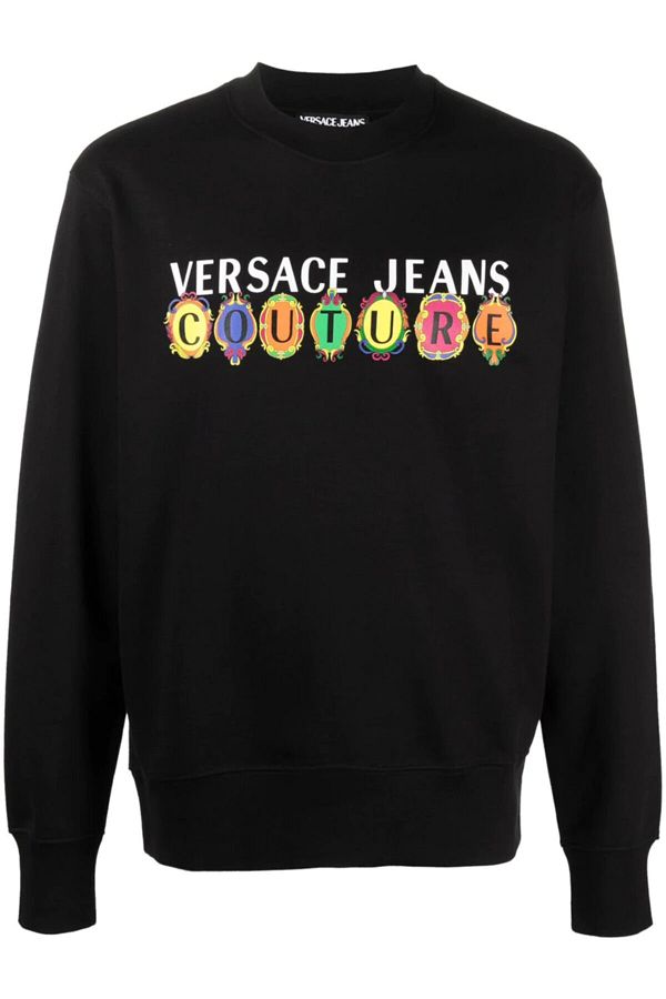 Versace Rainbow Logo Print Jeans Couture Black Sweatshirt Trendyol