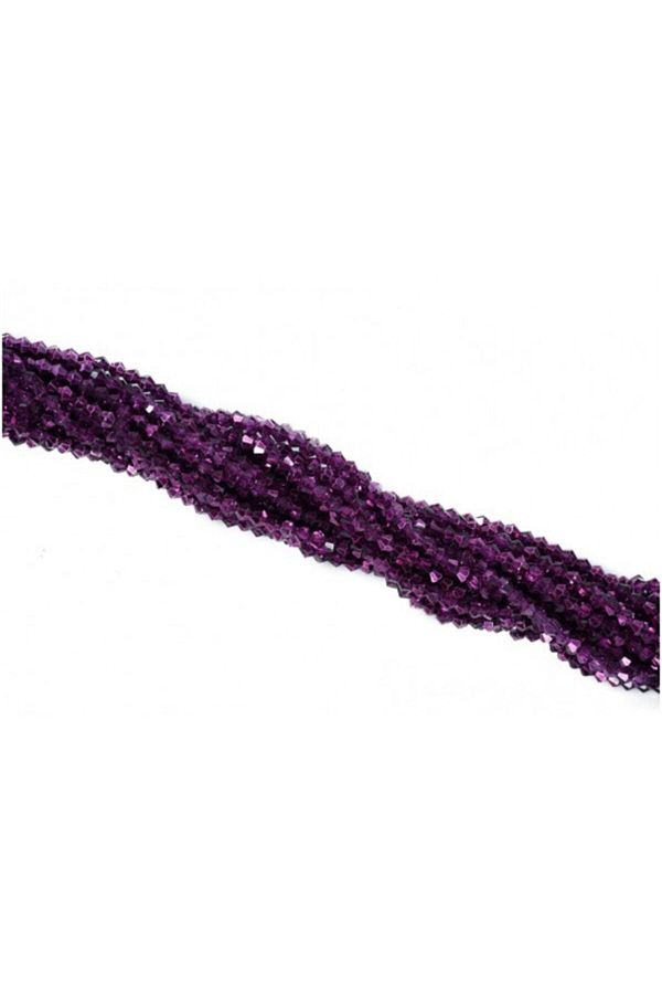 Prestij Boncuk-1 String of Dark Purple Cornered Prism Crystal Beads 4 Mm 1