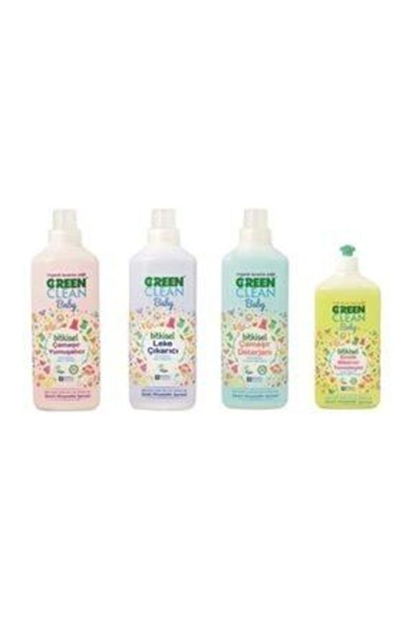 Green Clean Baby Çamaşır Deterjanı 1 lt Çamaşır Yumuşatıcı 1lt Leke Çıkarıcı 1lt Biberon Temizleyici 500 ml