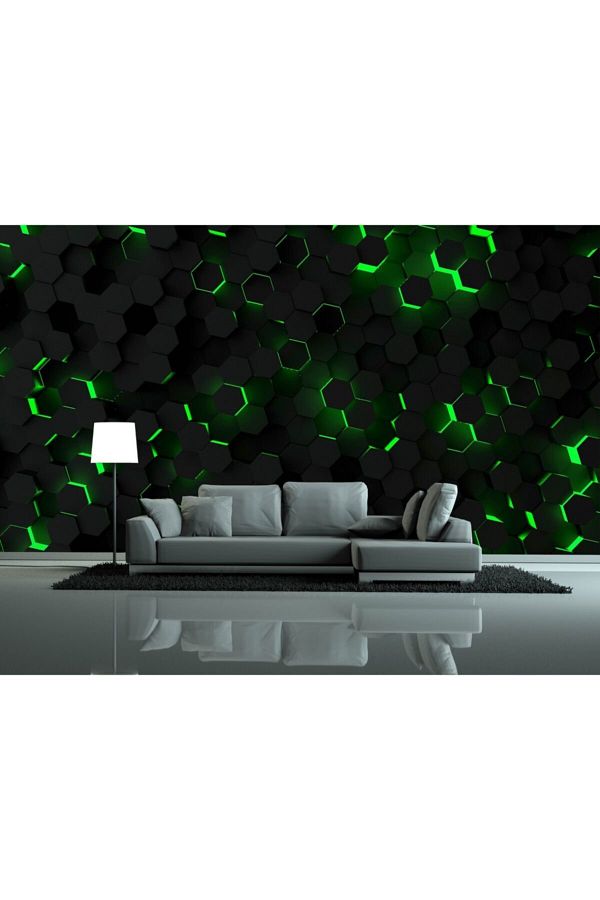 ARSLAN DEKOR-3d Hexagon Neon Pattern Wallpaper 1