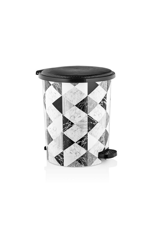 Bayev-12Lt Mrd153 - Triangle Patterned Trash Can with Push Pedal 1