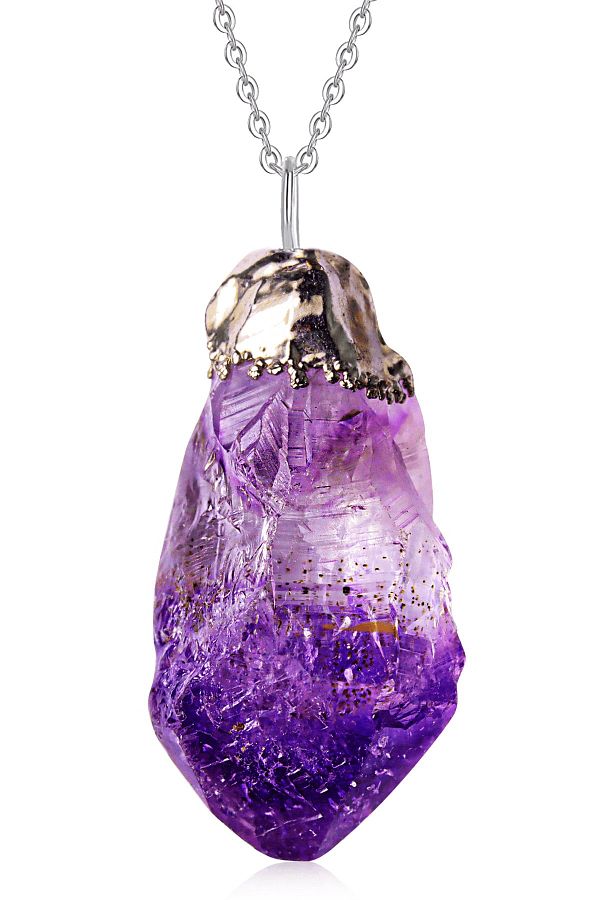 Tesbih Atolyesi Certified Aaa Quality Raw Rock Amethyst Stone Necklace Trendyol