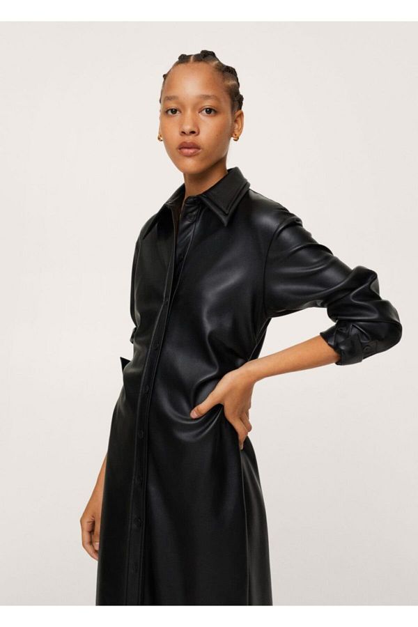 Mango leather dress best sale