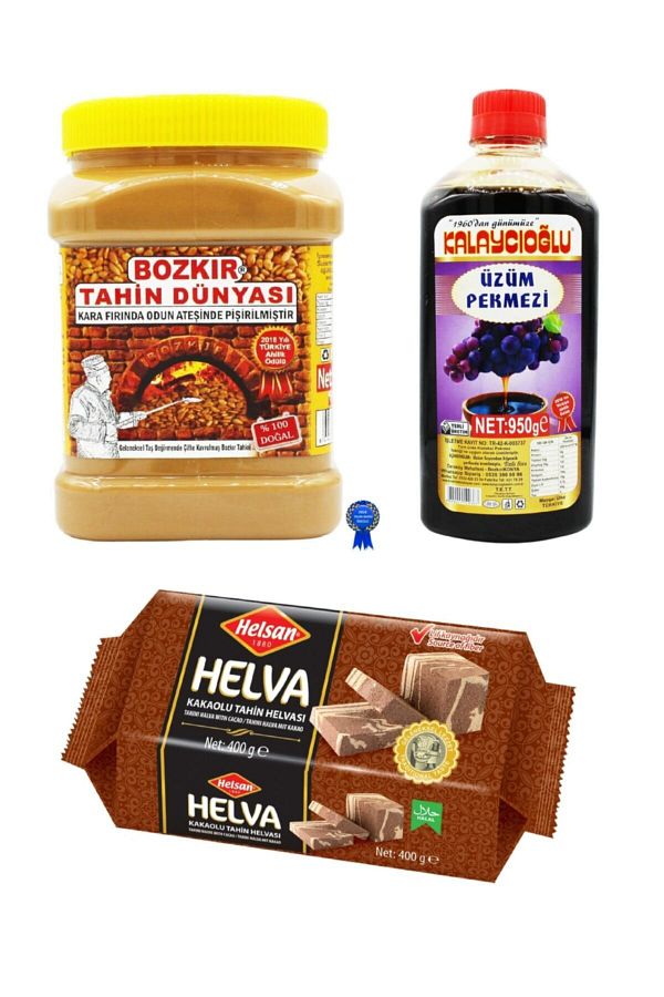 Belde Dere-Kalaycıoğlu Branless Bozkır Tahini World 935 g + Helva with Cocoa Without Glucose of Helsan 400 g + Kalaycıoğ 1
