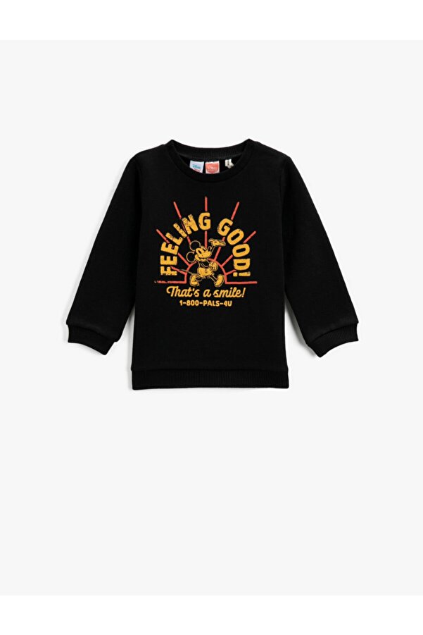 Koton Mickey Mouse Baskılı Sweatshirt Bisiklet Yaka Lisanslı