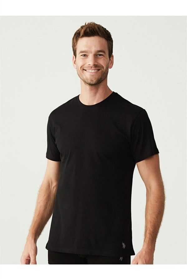 U.S. Polo Assn. U.S. Polo Assn. 80196 Men s Pack of 2 Round Collar Short Sleeve Undershirt Black Trendyol