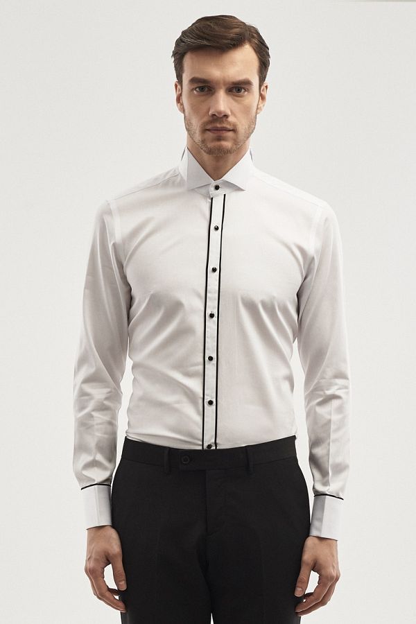 ALTINYILDIZ CLASSICS-Cămașă pentru bărbați, alb, alb, pentru costum de mire, cu guler, croit, slim fit 1