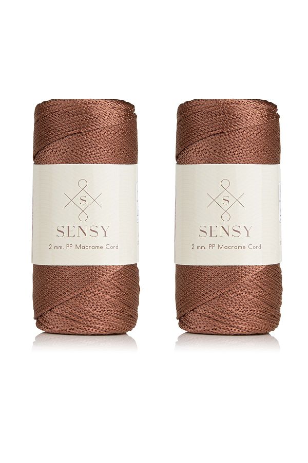 SENSY-حبل مكرامية بوليستر فاخر 400 جرام 2 مم مجموعة من 2 حبل مكرامية نحاسي حقيبة حبل رقم: 4 1