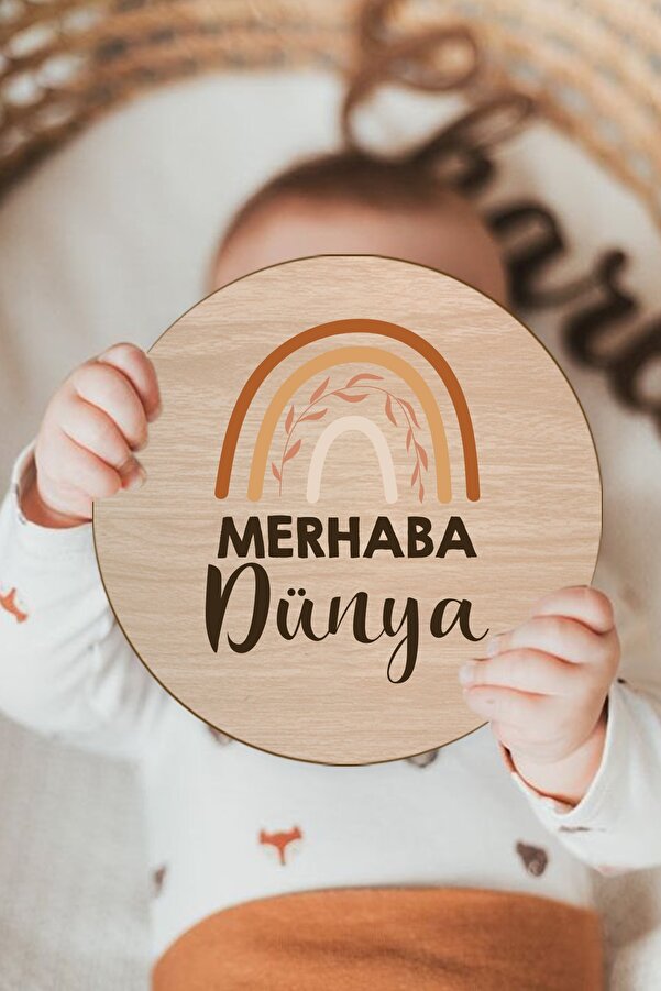 Enjoymydesign Merhaba Dünya Bebek Fotoğraf Çekimi Kartı Yenidoğan Fotoğrafı 16.5cm Bebek Anı Kartı