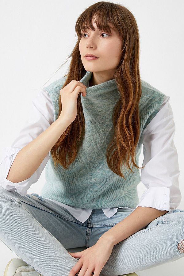 Koton-Women's Turtleneck Short Sleeve Knitted Sweater 2kak92938ht 1