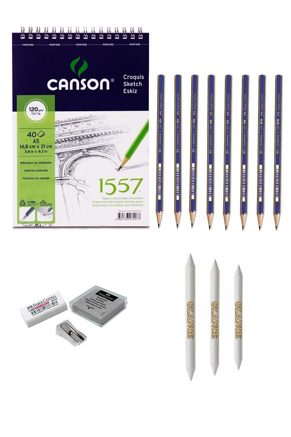 GLANCE-Canson 1557 Pencil Drawing Set with Sketch Notebook 1