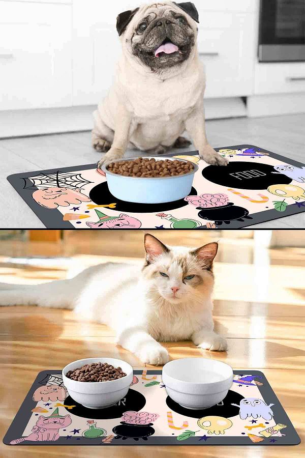 Patipeti Halloween Cat Dog Food Bowl Food Mat 50x35cm Trendyol