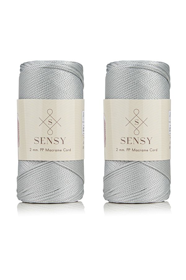 SENSY-Premium 400 gr Polyester Macrame Thread 2 Mm Set of 2 Light Gray Macrame Thread Pad Bag Thread No:4 1