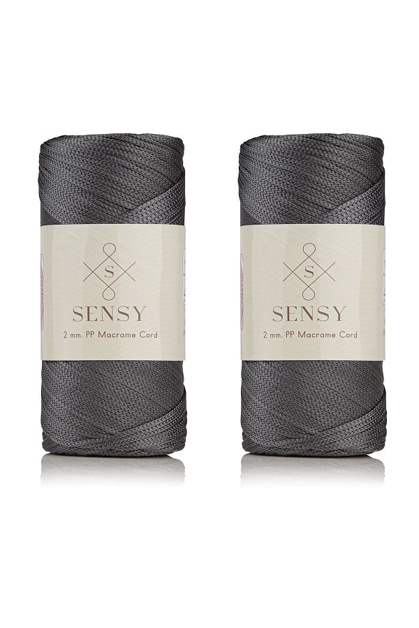 SENSY-Premium 400 gr Polyester Macrame Thread 2 Mm Set of 2 Dark Gray Macrame Thread Suppla Bag Thread No:4 1