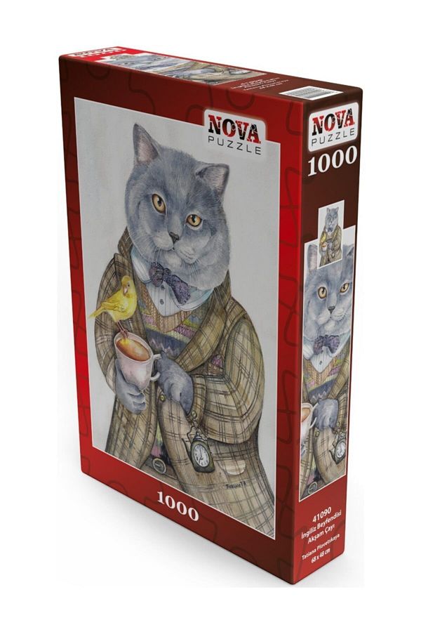 Nova Puzzle-Nova English Gentleman Evening Tea 1000 Piece Puzzle (Cat Puzzle) 1