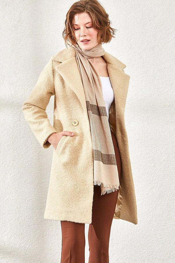 Beige boucle coat store