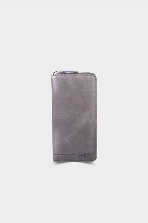 GUARD-Gray Antique Zippered Portfolio Wallet 1