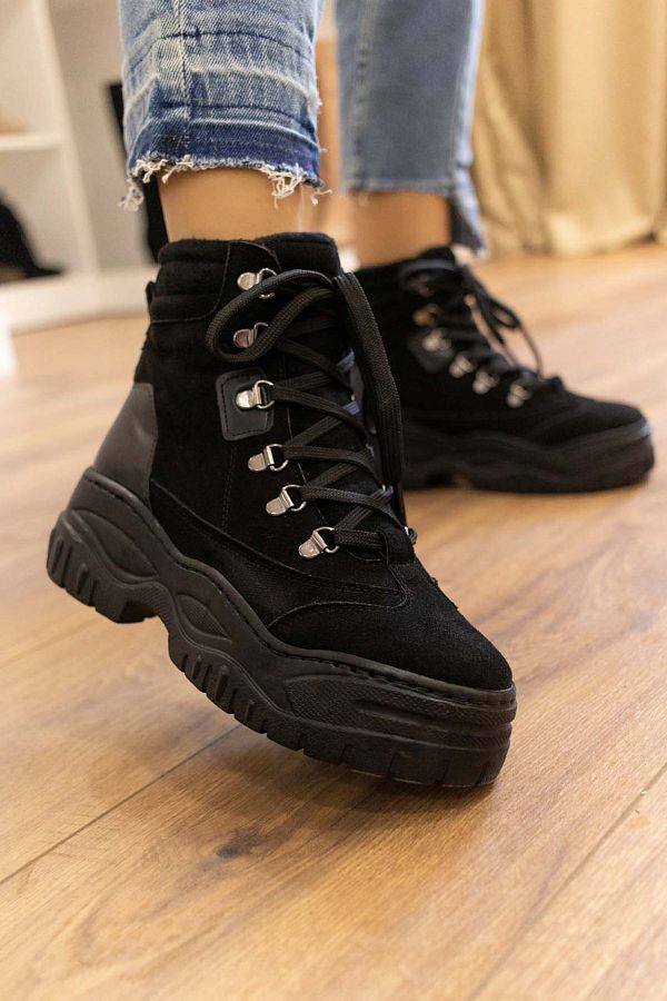 Stylish black booties hot sale