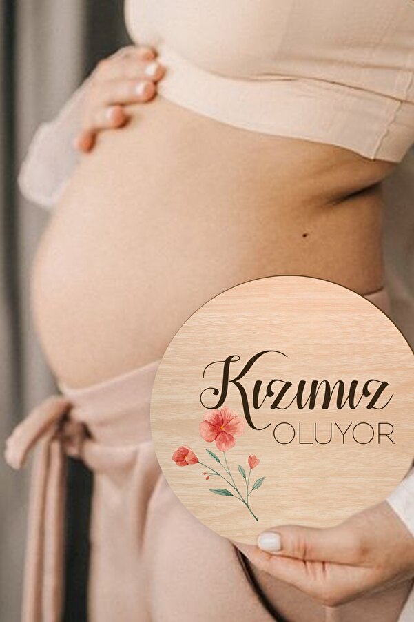 Enjoymydesign Kızımız Oluyor Hamile Fotoğraf Çekimi Anı Kartı Gebelik Fotoğrafı 16.5cm Bebek Anı Kartı