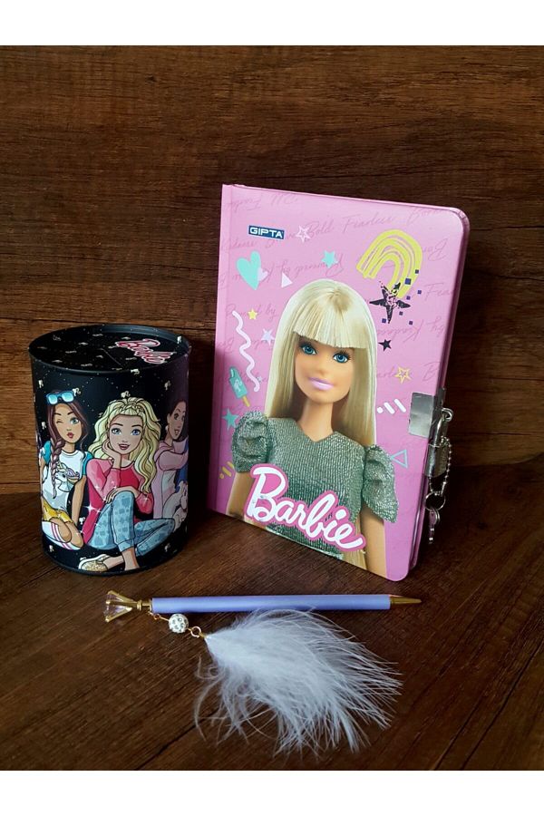 C LEKHOME Barbie License Lockable Keepsake and Memory Book Barbie Piggy Bank Stony Feathered Versatil Pen Trendyol