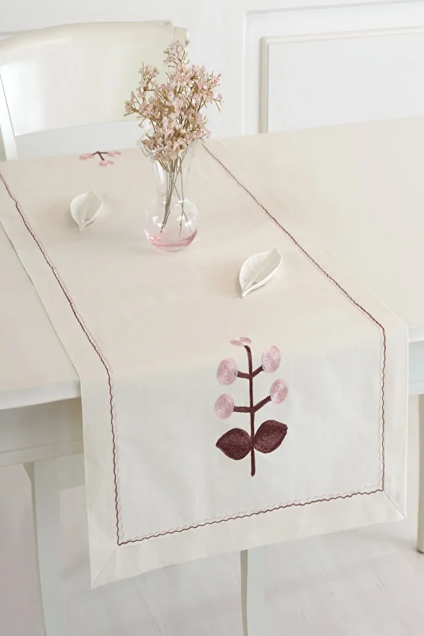 ÖDEL HOME-قماش بولدان طبيعي مطرز بالزهور مقاس 50x130 سم 1