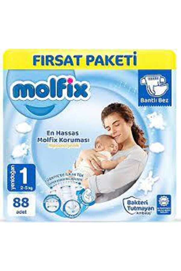 Molfix Bebek Bezi Yenidoğan Fırsat Paketi 1 Beden 2-5 Kg 88 Adet