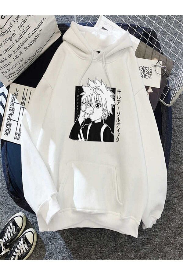 White killua hoodie sale