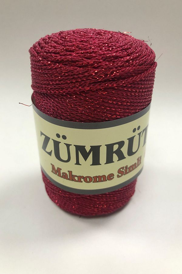 Zümrüt-100gr Red Glitter 4 Mm Macrame Thread 1