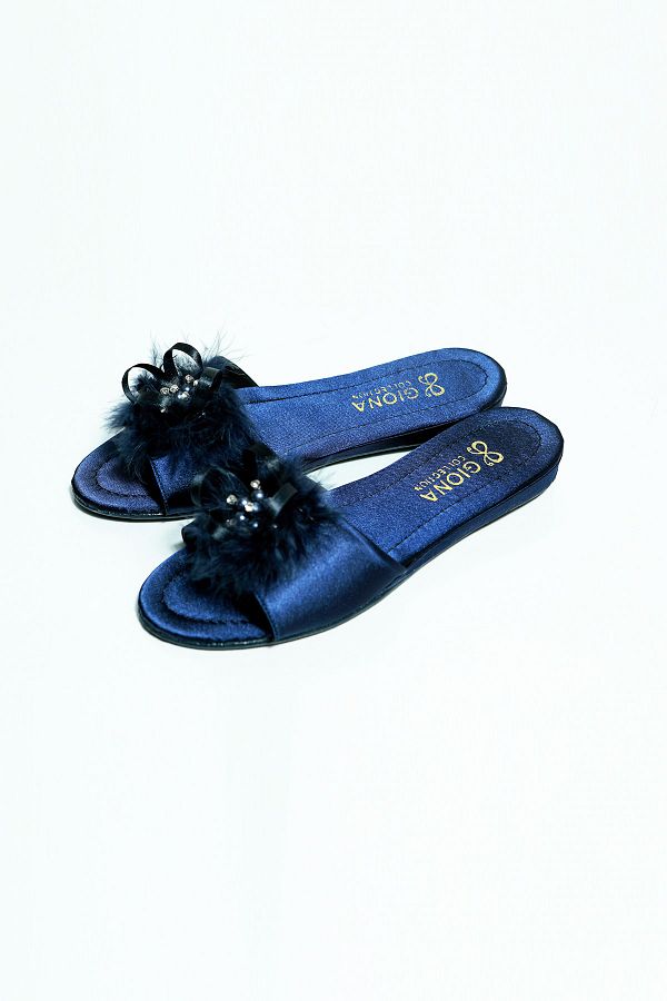 GIONA-Navy Blue Sport Feta Dowry Slippers 1
