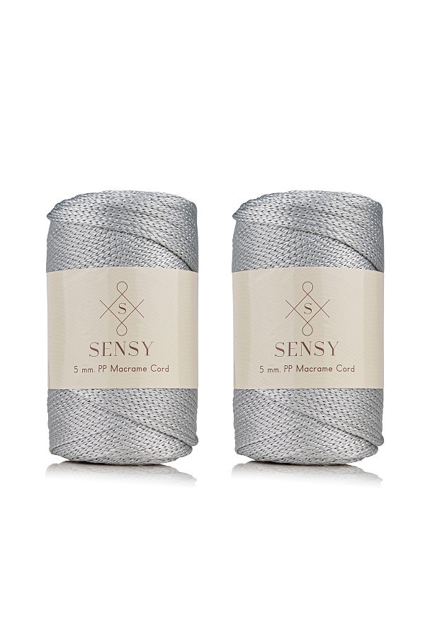 SENSY-Premium Polyester Macrame Rope 5 Mm Pp Cord Set of 2 Light Gray, Jumbo Rope, Macrame, cupboard, bag rope 1