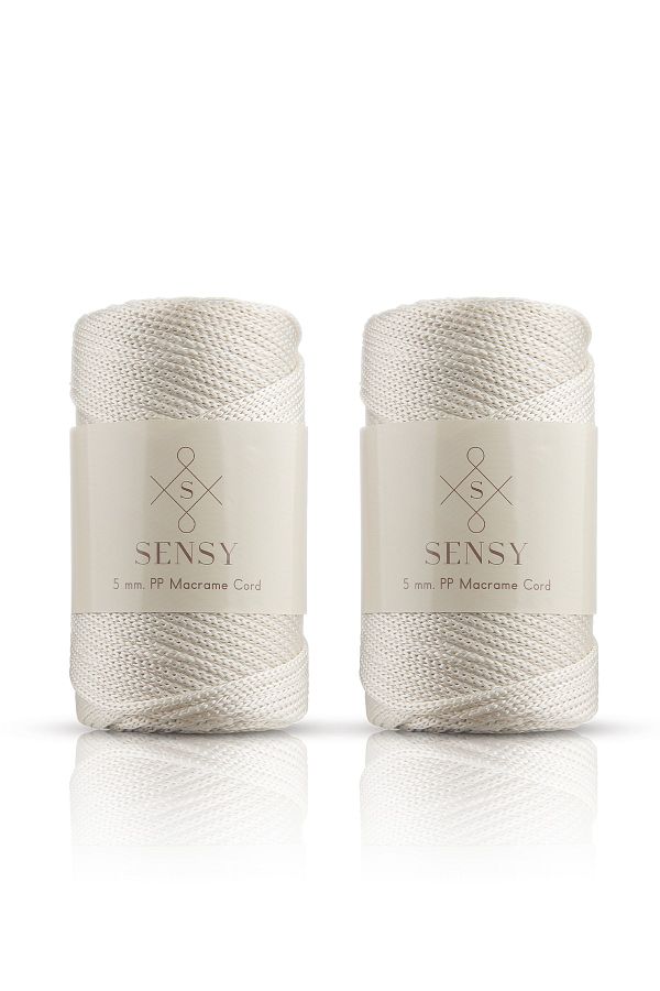 SENSY-Premium Polyester Macrame Rope 5 Mm Pp Cord Set of 2 Ecru, Jumbo Rope, Macrame, Pad, Bag Rope 1