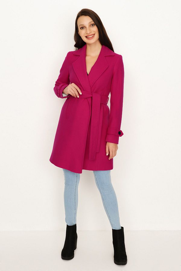 Select Moda Women s Pink Belted Stamp Coat Trendyol