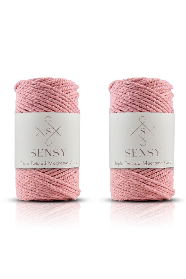 SENSY-Premium 3 Twist Macrame Rope 3mm Three Twist Scannable Macrame Rope Rope Set of 2 500 gr Salmon 1