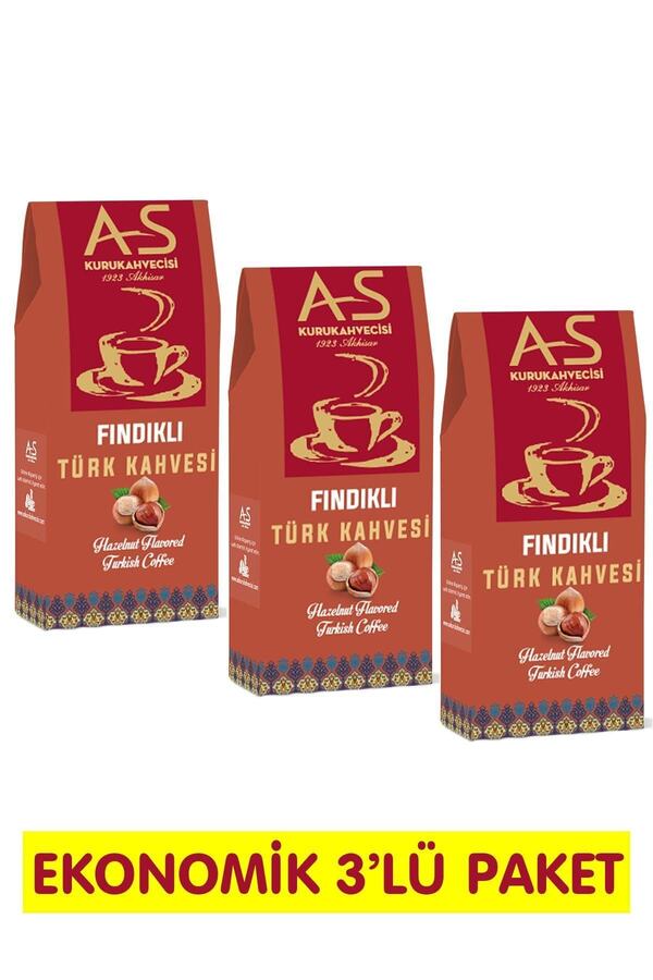 AS Kurukahvecisi-Turkish Coffee with Hazelnuts 100 Gr. X 3 Pieces 1