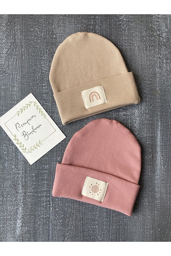 pempem bandana Kız Bebek 2 li Kaşkorse Bere Gökkuşağı Güneş