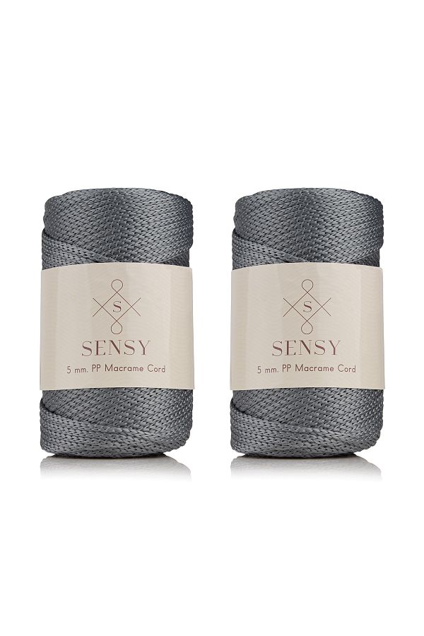 SENSY-Premium Polyester Macrame String 5 mm Pp Cord Σετ 2 Γκρι, Jumbo String, Makrame, Supla, Σχοινί τσάντας 1