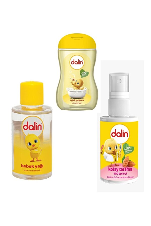 Dalin Bebek Yağı50ml + Kolay Tarama Saç Spreyi50ml + Bebek Şampuanı 200ml
