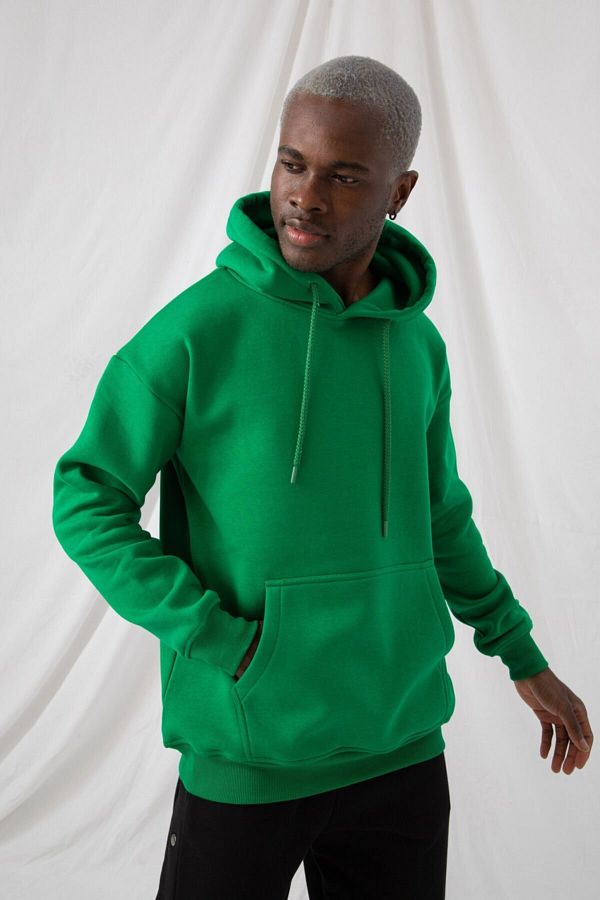gothamvibes Men s Stay Oversize Emerald Green Hoodie Sweatshirt Trendyol