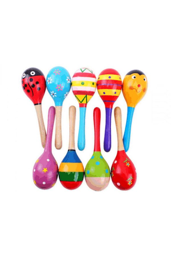 alpanya Colorful Maracas Rattle Wooden Maracas Assortment Kids Baby Rattle Toy Maracas Musical Instrument Trendyol