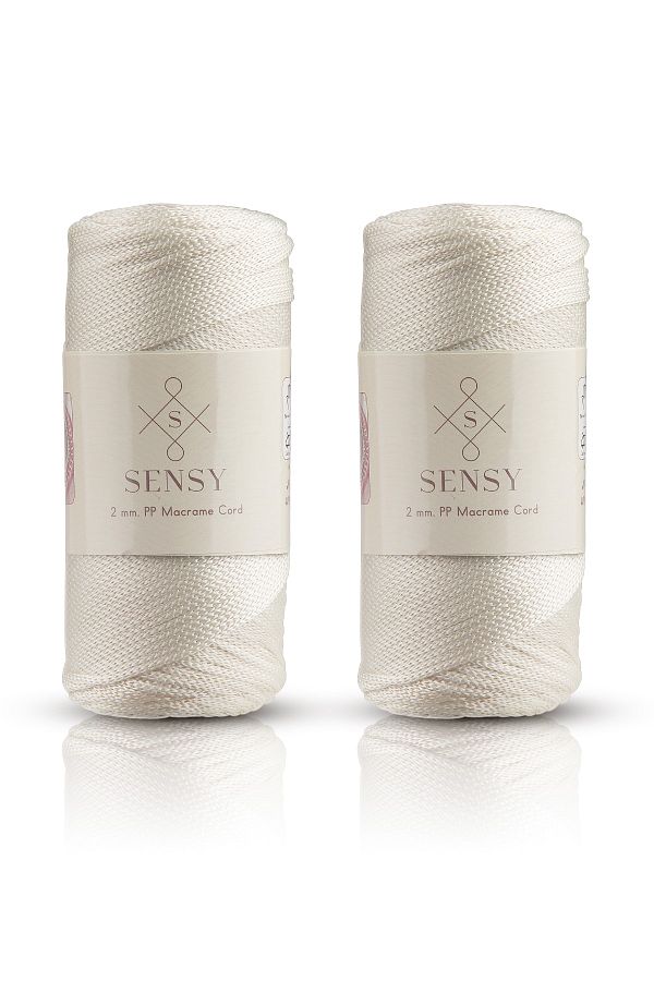 SENSY-خيط مكرامية بوليستر فاخر 400 جرام 2 مم، مجموعة من 2 قطعة من خيط مكرامية إكرو، خيط رقم: 4 1