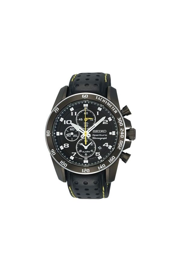 SEIKON Seiko Snae67p1 Barcelona Sportura Black Leather Cord with Yellow Stitching Trendyol